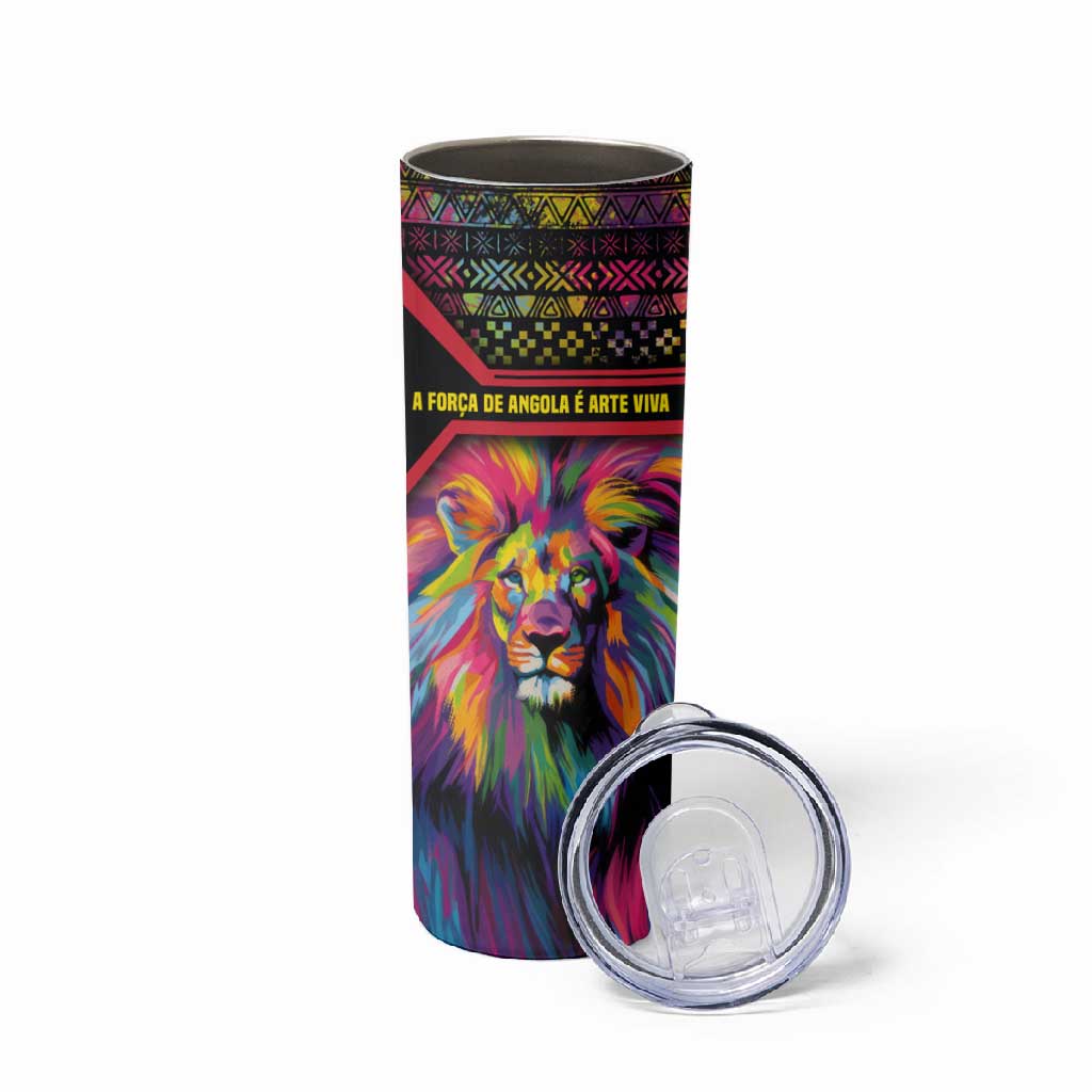 Angola Skinny Tumbler Multicolor Tribal Design and Vibrant Lion TS04