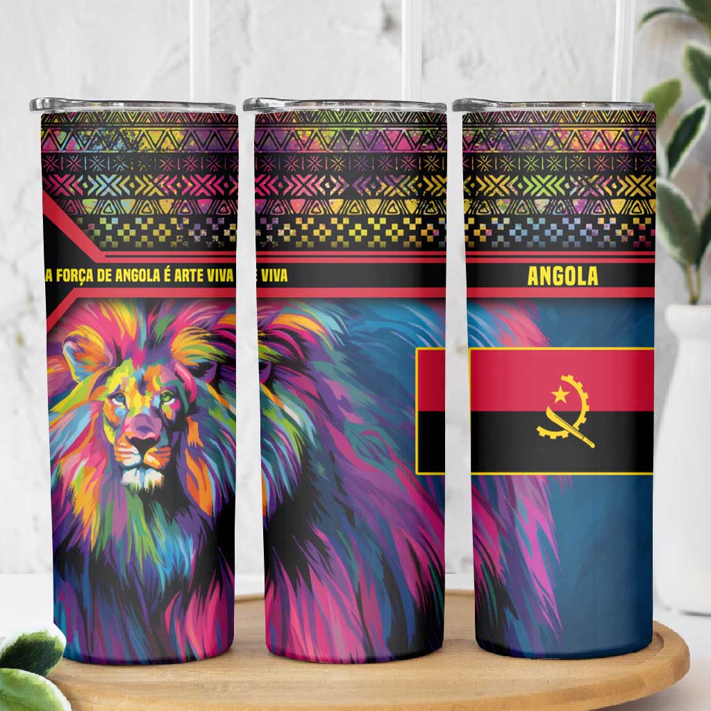 Angola Skinny Tumbler Multicolor Tribal Design and Vibrant Lion TS04