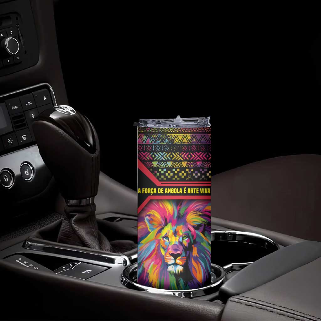 Angola Skinny Tumbler Multicolor Tribal Design and Vibrant Lion TS04