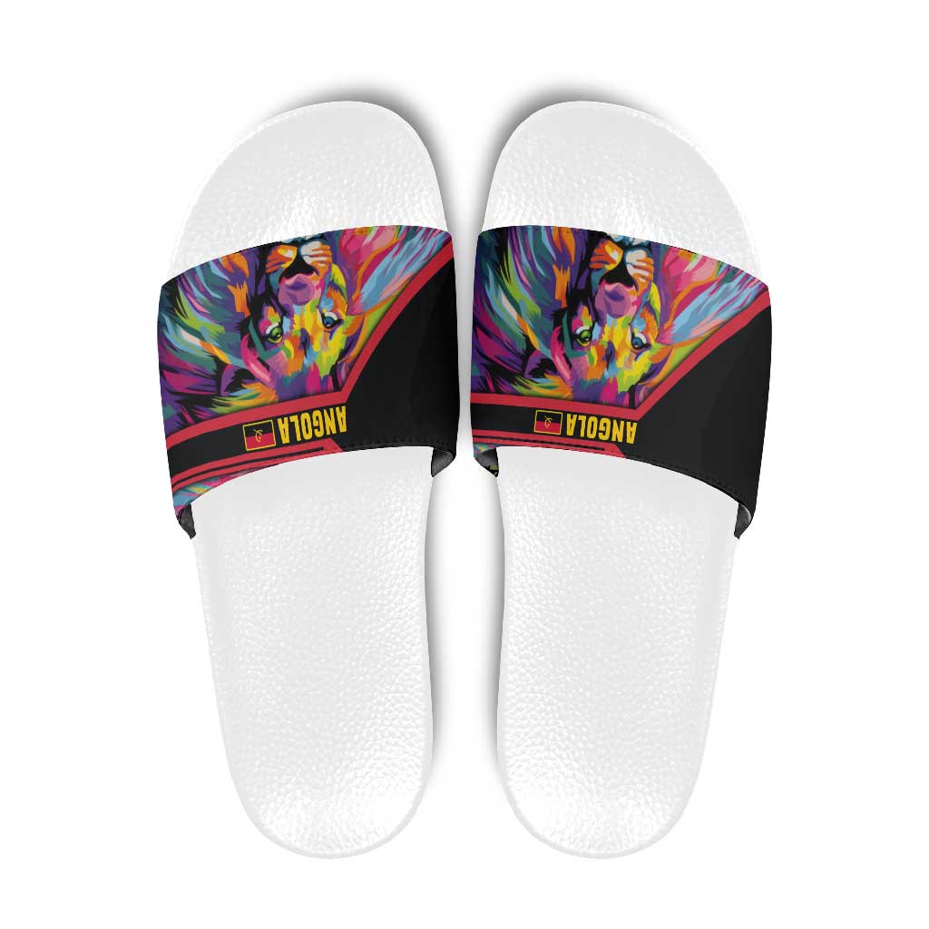 Angola Slide Sandals with Multicolor Tribal Design and Vibrant Lion TS04
