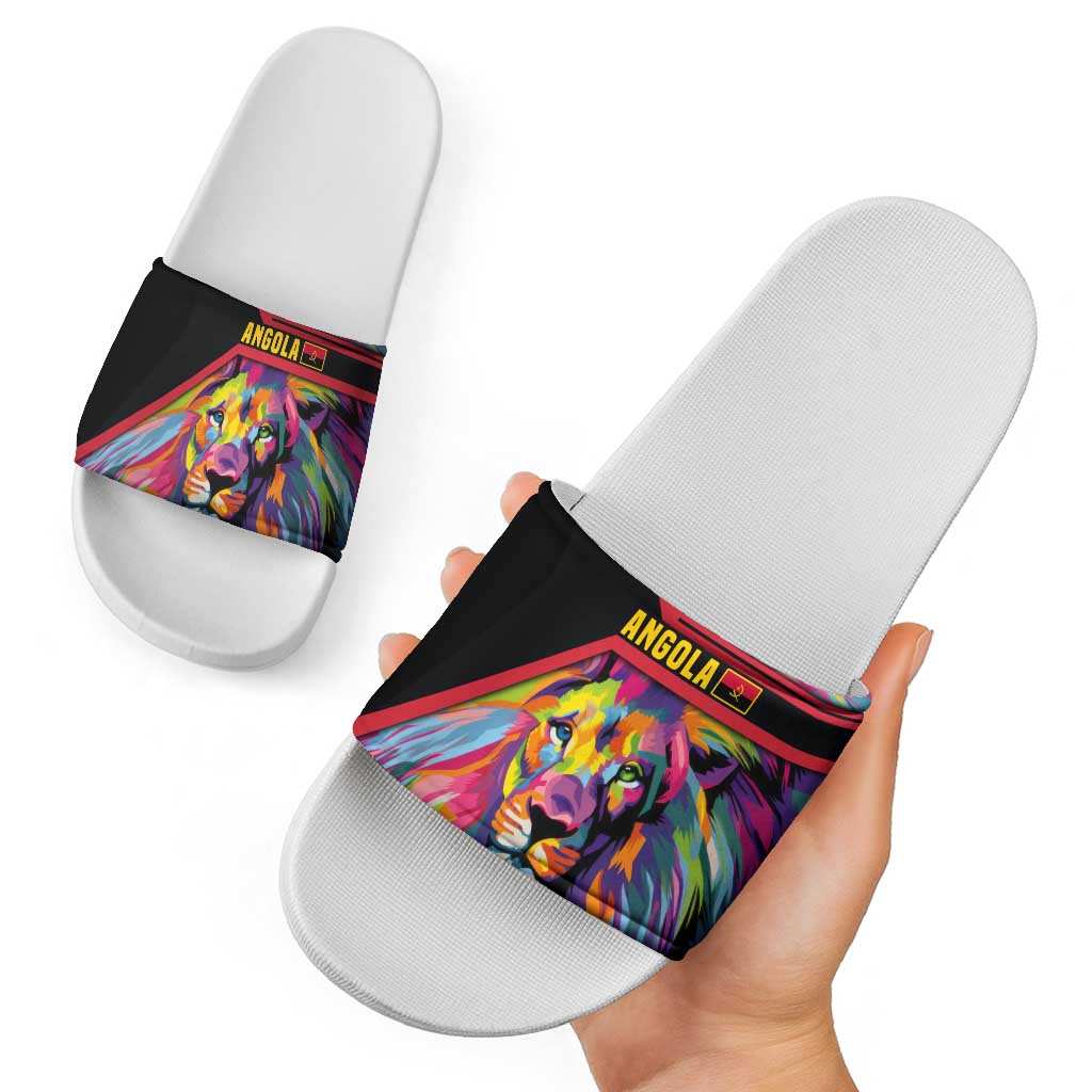 Angola Slide Sandals with Multicolor Tribal Design and Vibrant Lion TS04