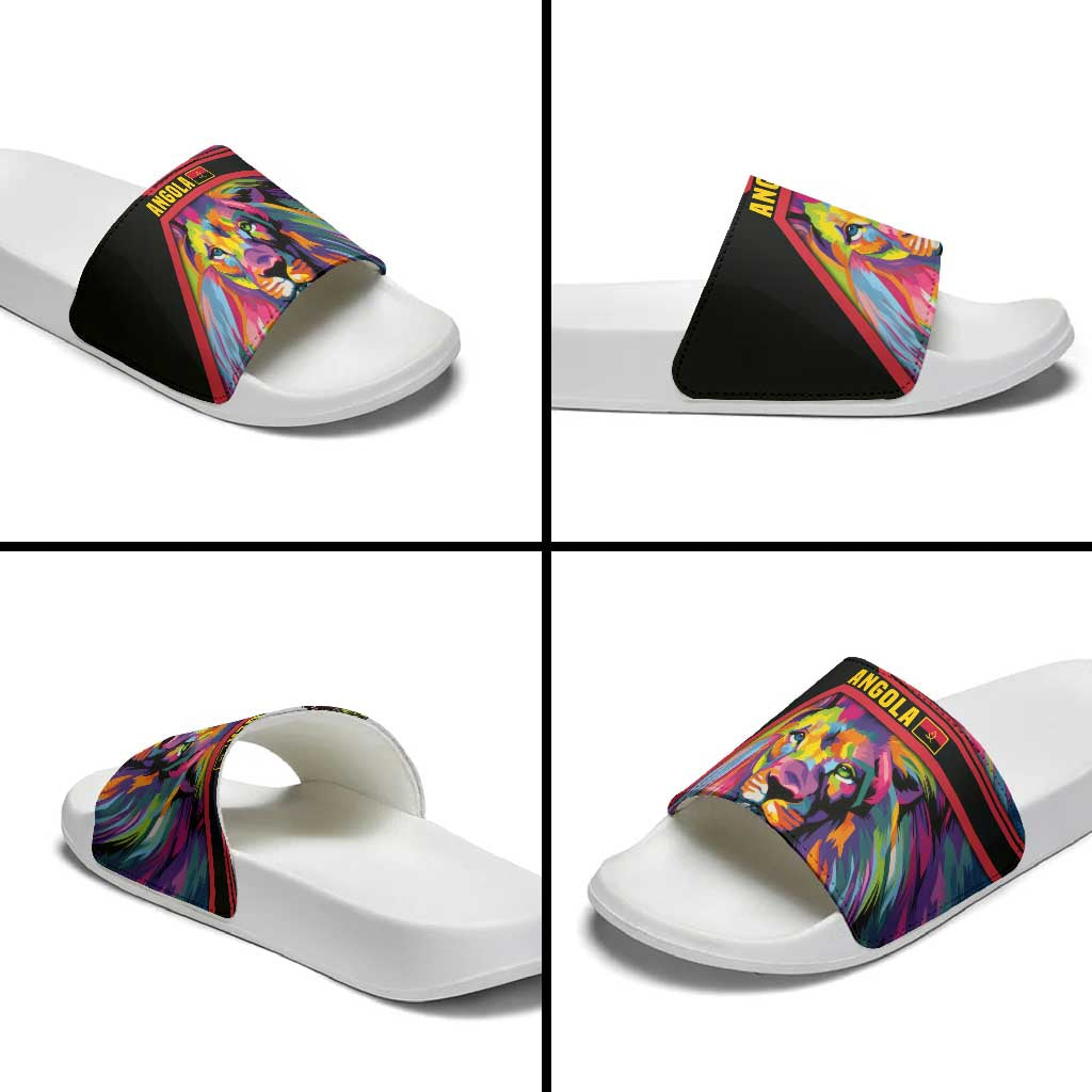 Angola Slide Sandals with Multicolor Tribal Design and Vibrant Lion TS04