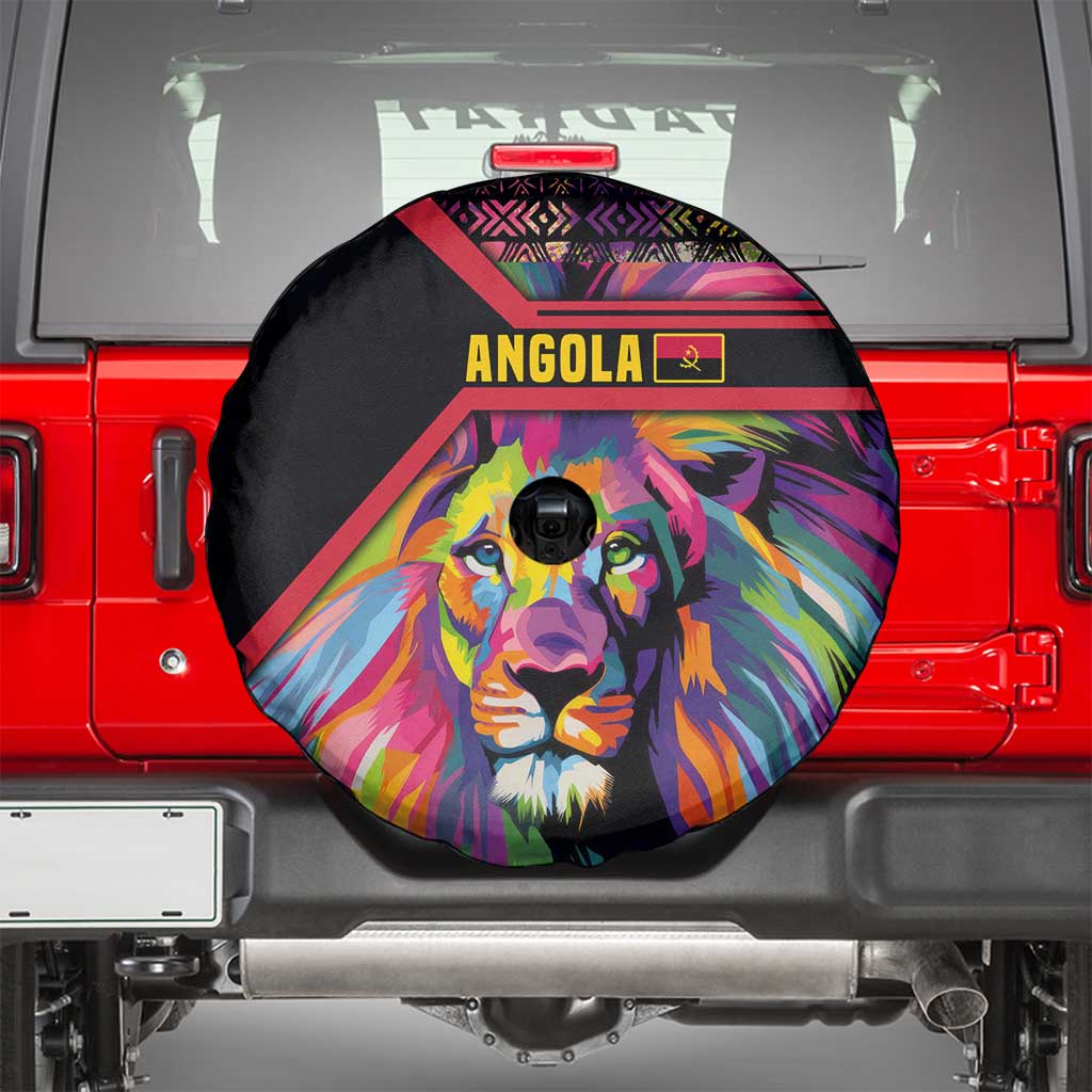 Angola Spare Tire Cover with Multicolor Tribal Design and Vibrant Lion TS04