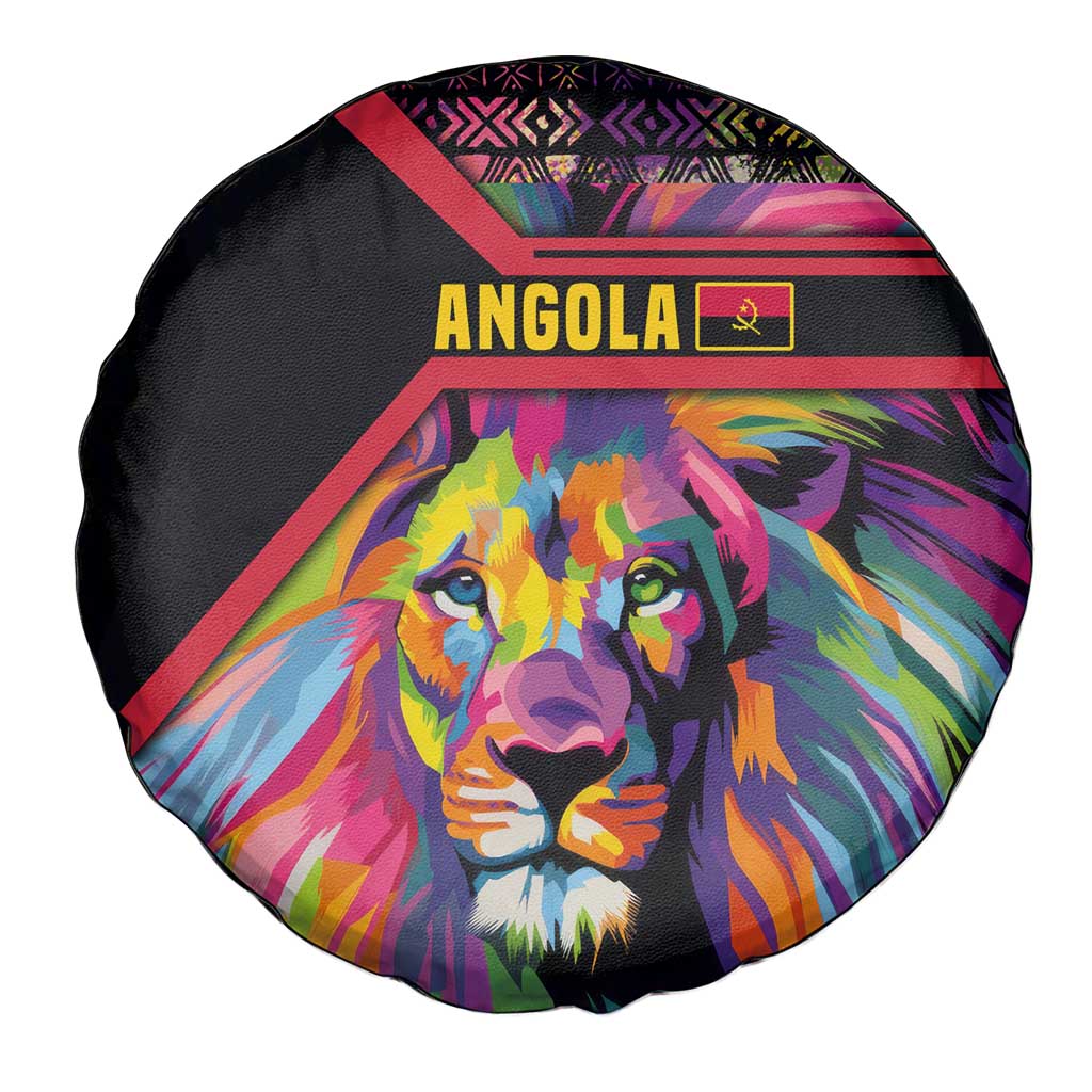Angola Spare Tire Cover with Multicolor Tribal Design and Vibrant Lion TS04
