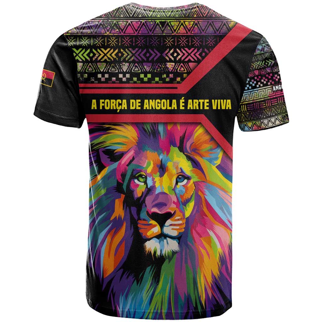 Angola T shirt Multicolor Tribal Design and Vibrant Lion TS04