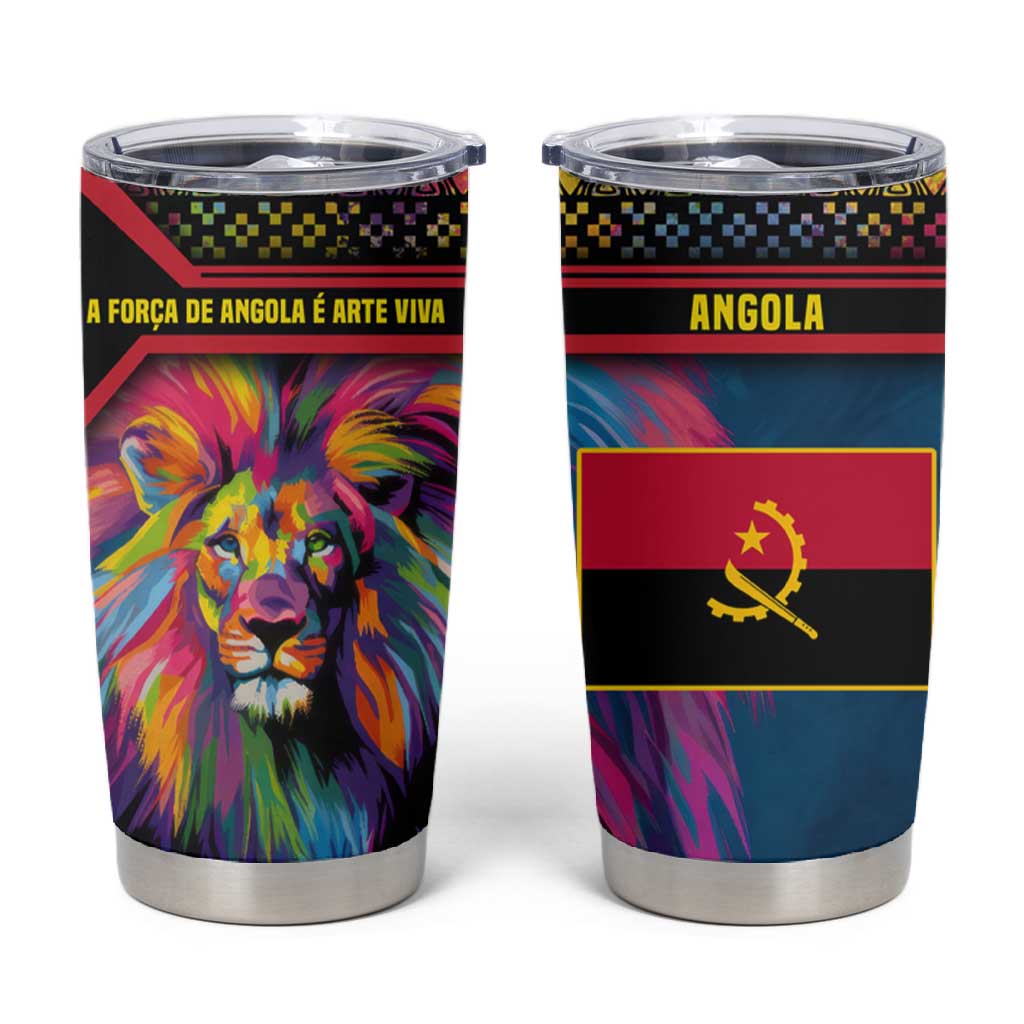 Angola Tumbler Cup Multicolor Tribal Design and Vibrant Lion TS04