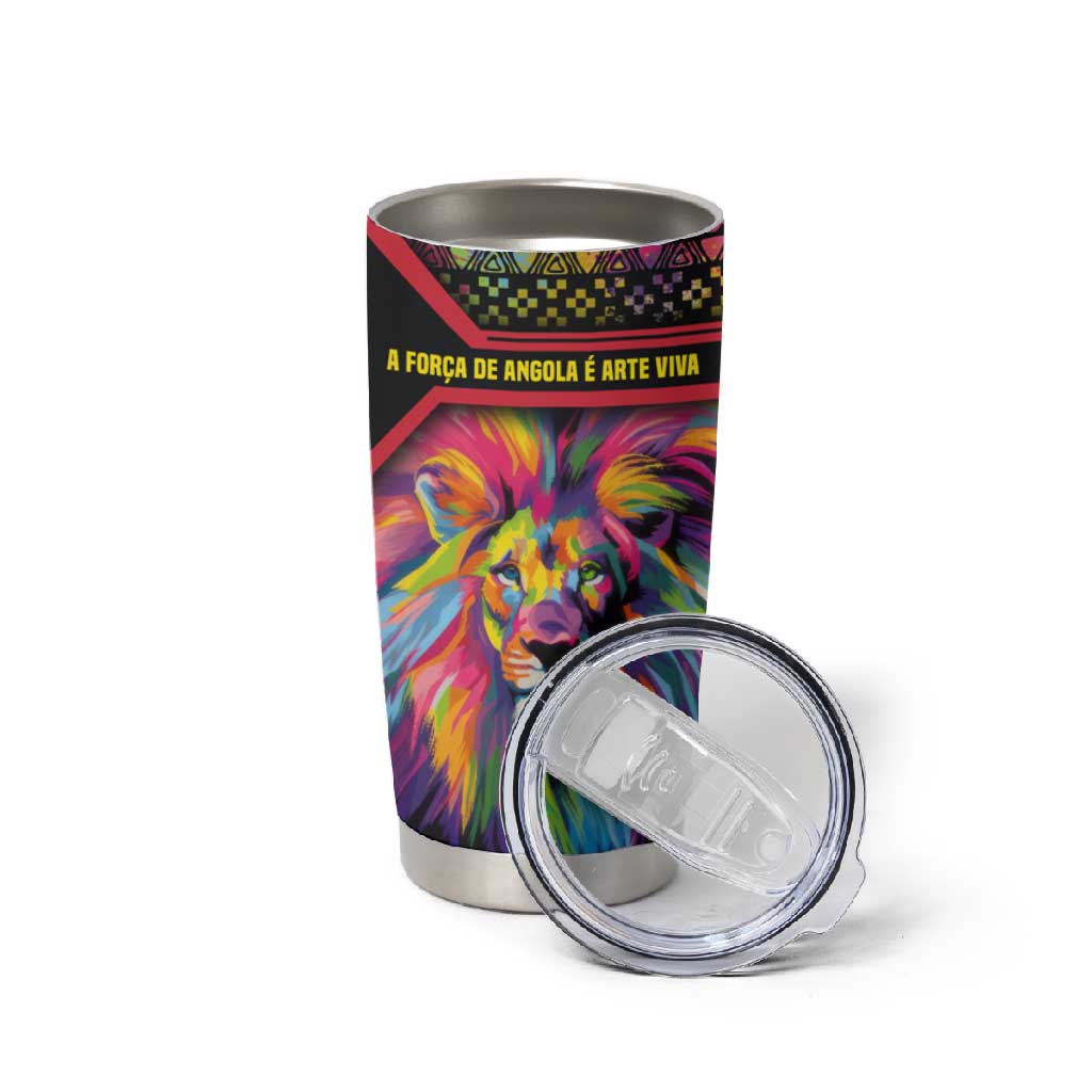 Angola Tumbler Cup Multicolor Tribal Design and Vibrant Lion TS04