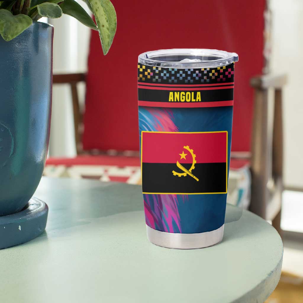 Angola Tumbler Cup Multicolor Tribal Design and Vibrant Lion TS04