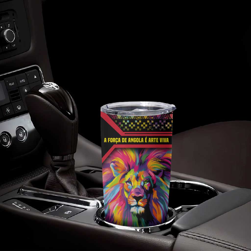 Angola Tumbler Cup Multicolor Tribal Design and Vibrant Lion TS04