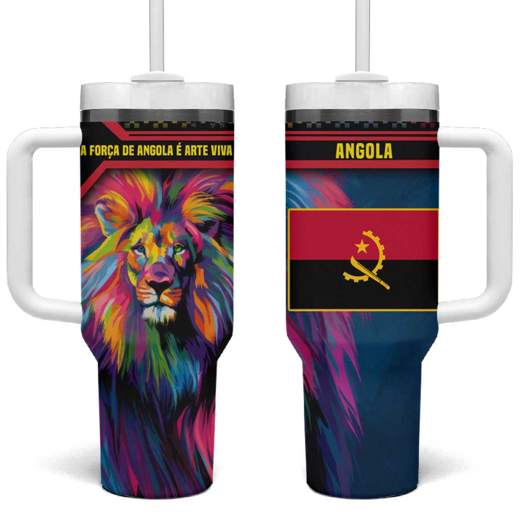 Angola Tumbler With Handle Multicolor Tribal Design and Vibrant Lion TS04