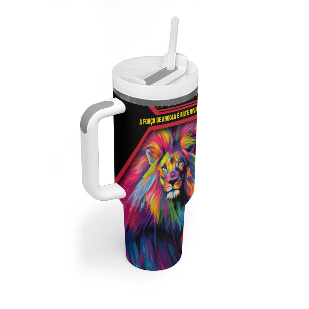 Angola Tumbler With Handle Multicolor Tribal Design and Vibrant Lion TS04