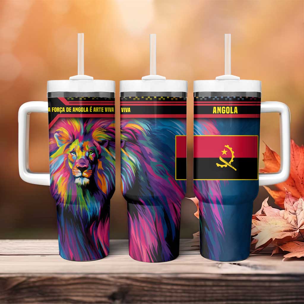 Angola Tumbler With Handle Multicolor Tribal Design and Vibrant Lion TS04