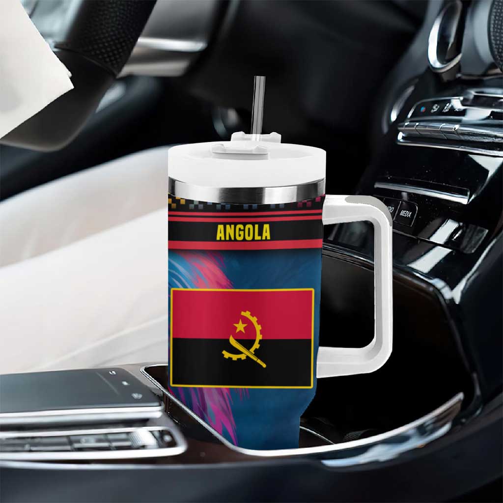 Angola Tumbler With Handle Multicolor Tribal Design and Vibrant Lion TS04