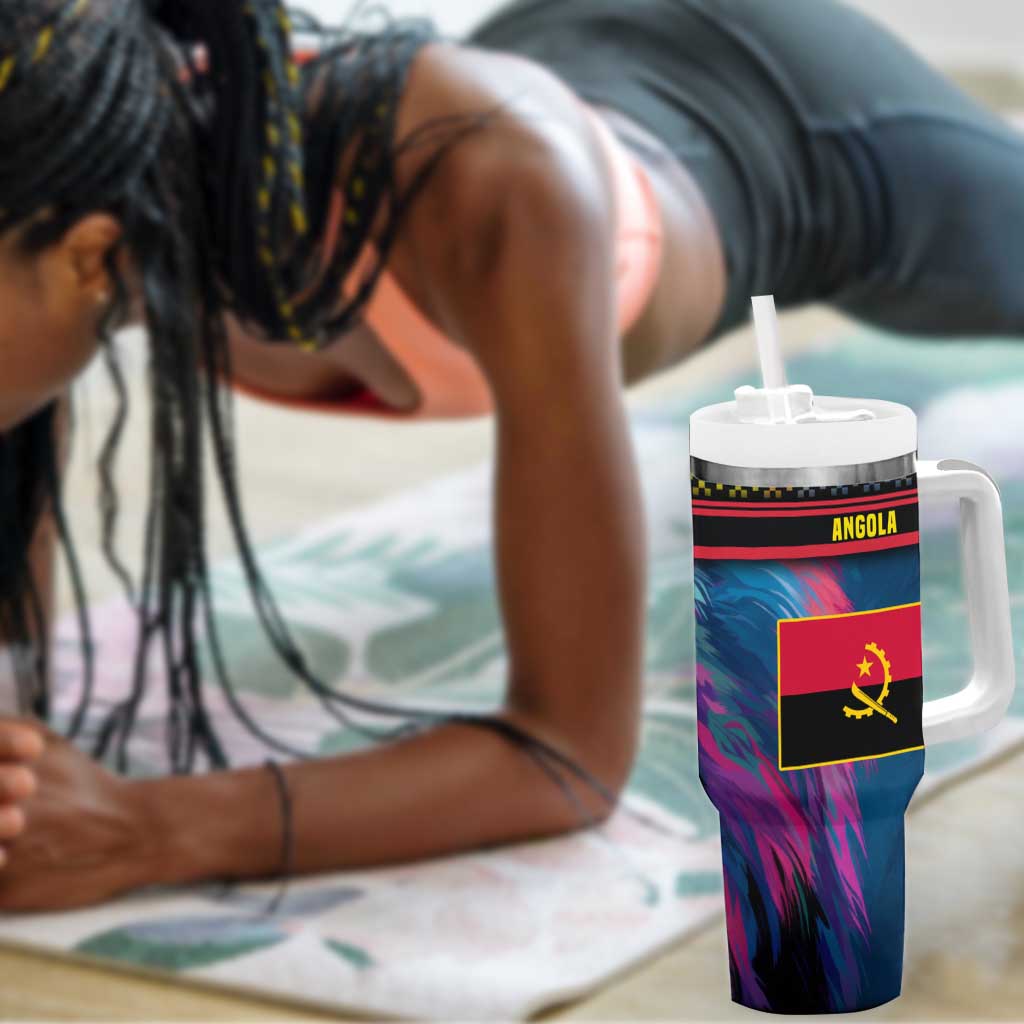 Angola Tumbler With Handle Multicolor Tribal Design and Vibrant Lion TS04