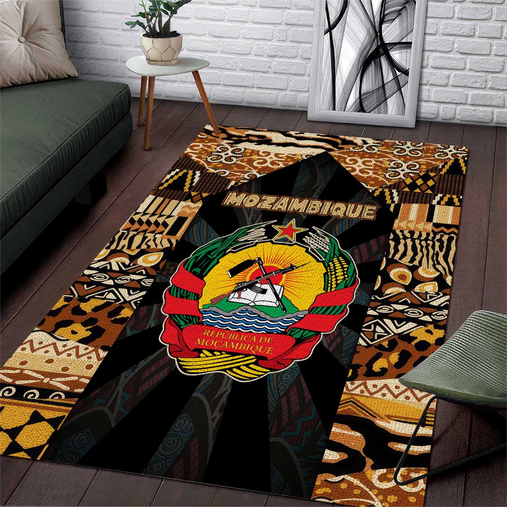 Mozambique Area Rug Black Brown Tribal Design TS04