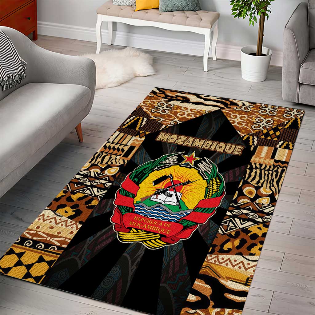Mozambique Area Rug Black Brown Tribal Design TS04