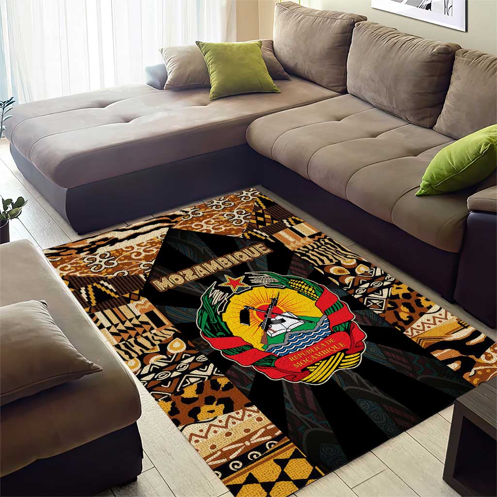 Mozambique Area Rug Black Brown Tribal Design TS04