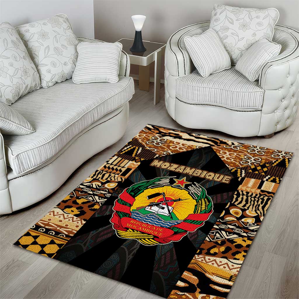Mozambique Area Rug Black Brown Tribal Design TS04