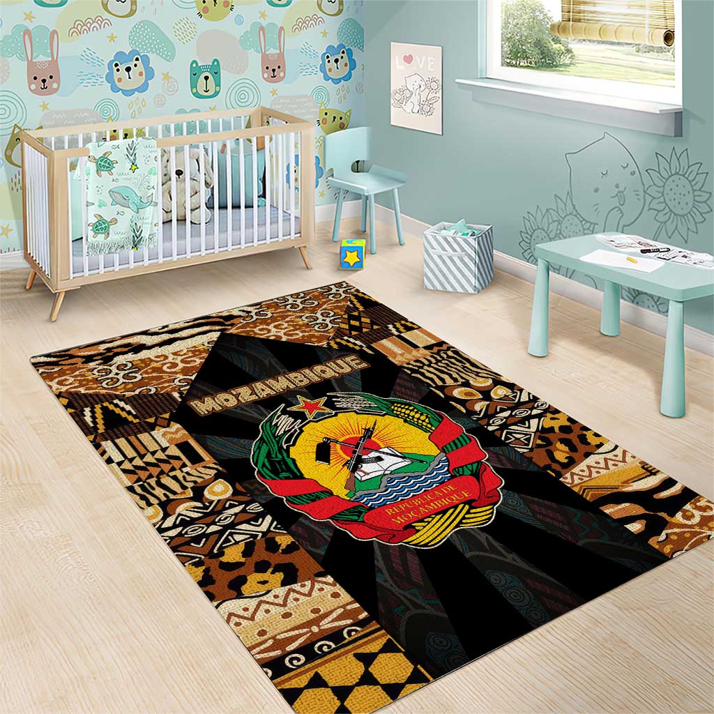 Mozambique Area Rug Black Brown Tribal Design TS04