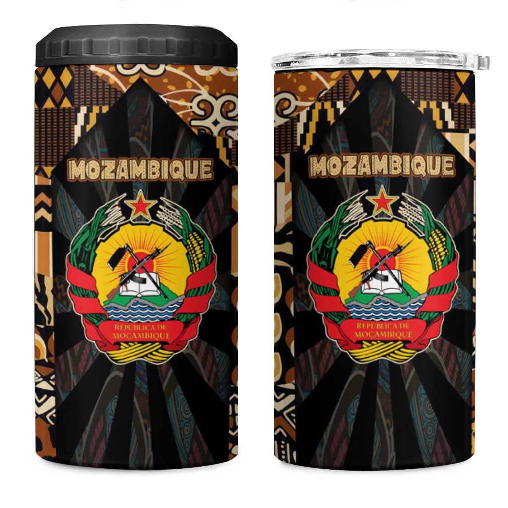Mozambique 4 in 1 Can Cooler Tumbler Black Brown Tribal Design TS04