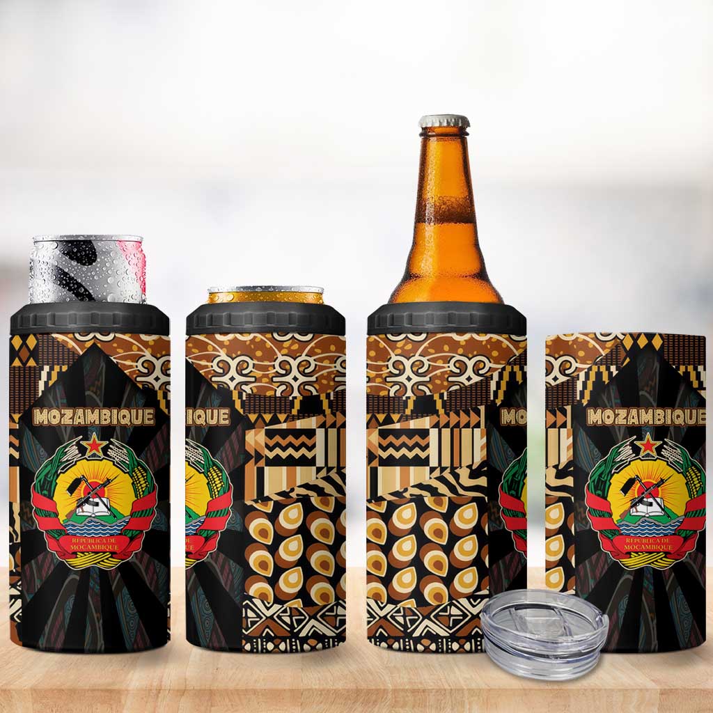 Mozambique 4 in 1 Can Cooler Tumbler Black Brown Tribal Design TS04