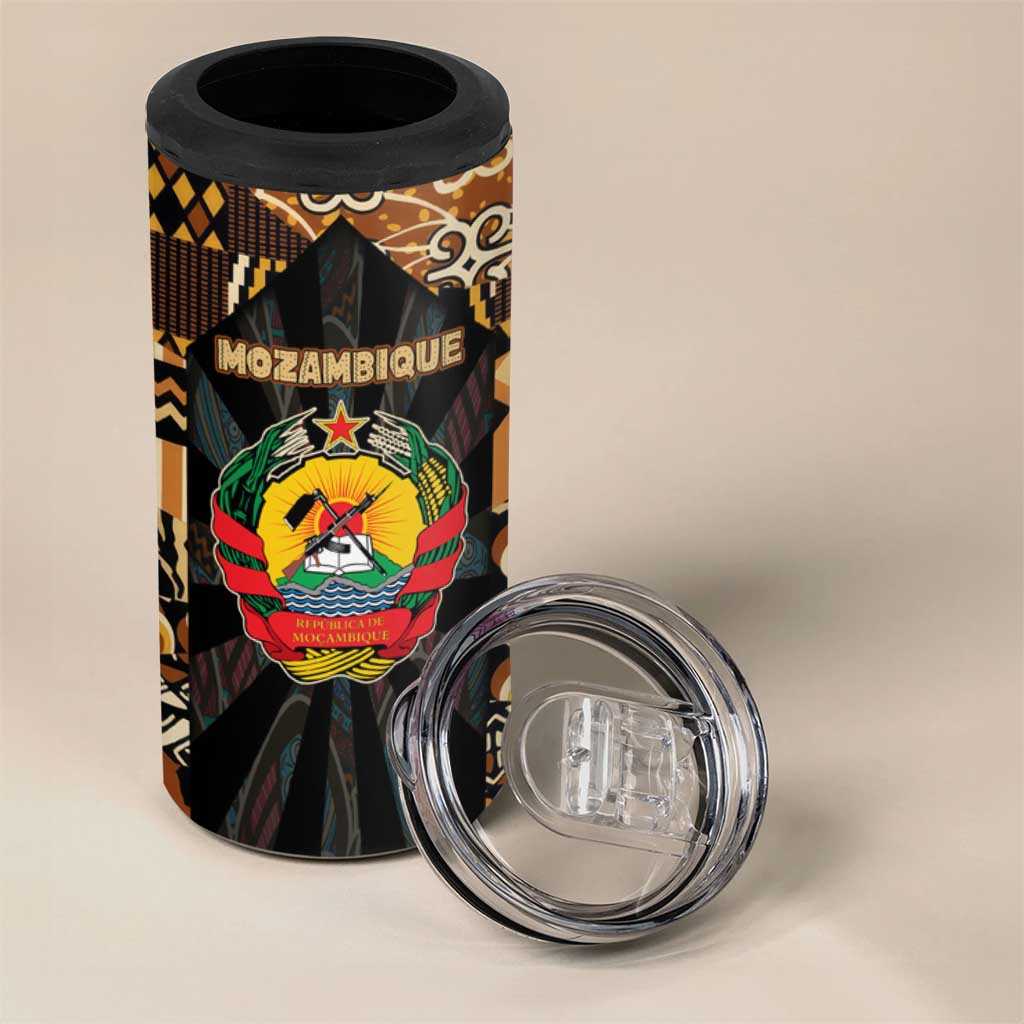 Mozambique 4 in 1 Can Cooler Tumbler Black Brown Tribal Design TS04