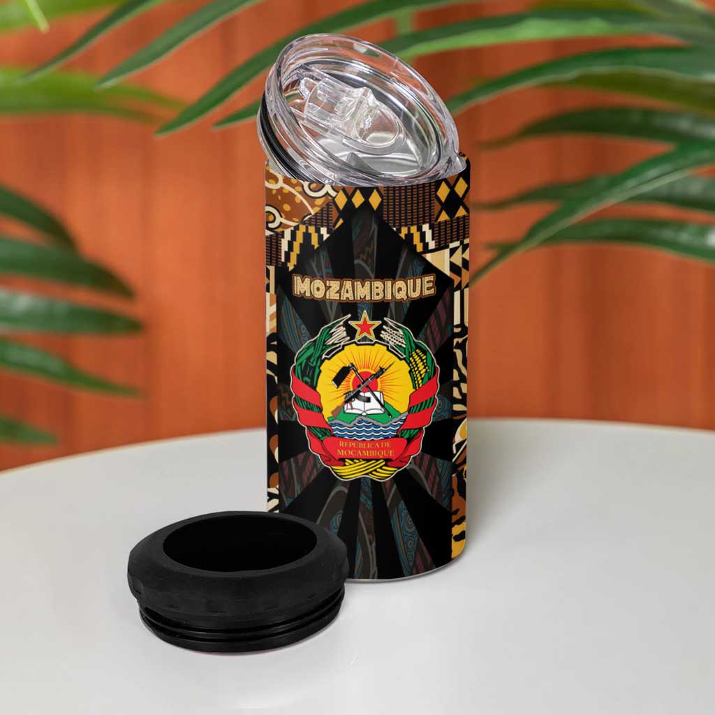 Mozambique 4 in 1 Can Cooler Tumbler Black Brown Tribal Design TS04