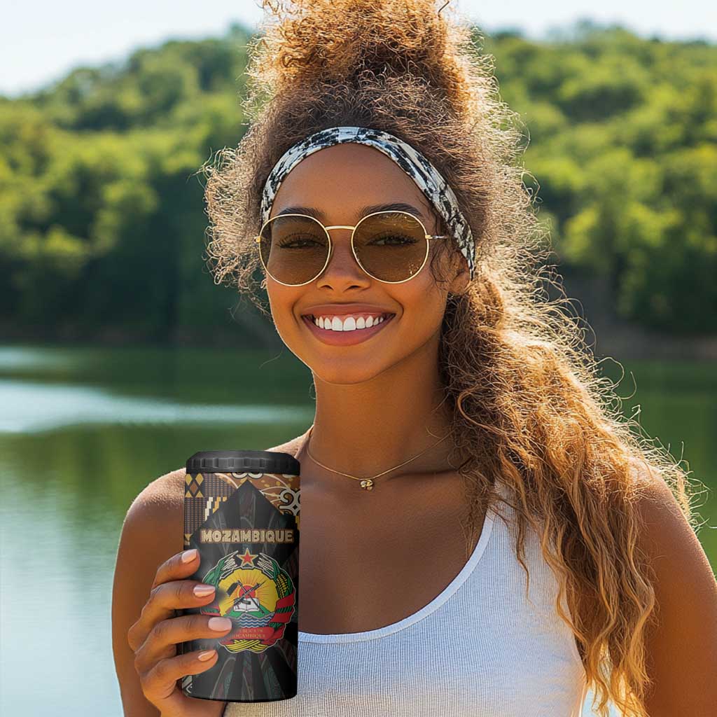 Mozambique 4 in 1 Can Cooler Tumbler Black Brown Tribal Design TS04