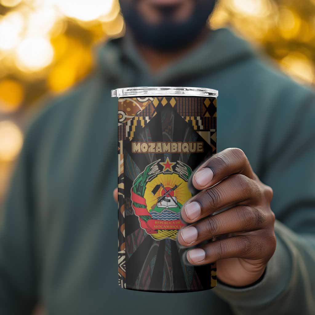 Mozambique 4 in 1 Can Cooler Tumbler Black Brown Tribal Design TS04