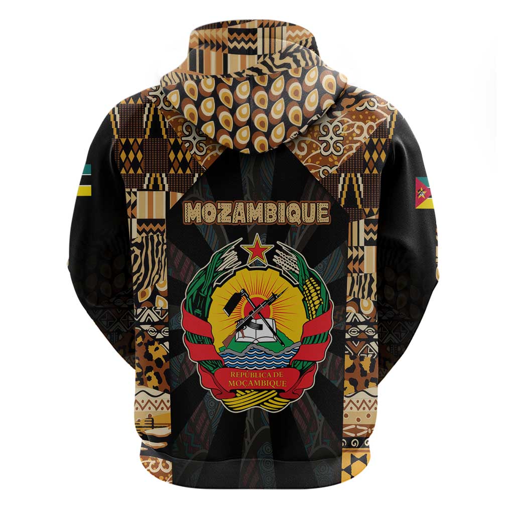 Mozambique Hoodie with Black Brown Tribal Design and National Emblem TS04