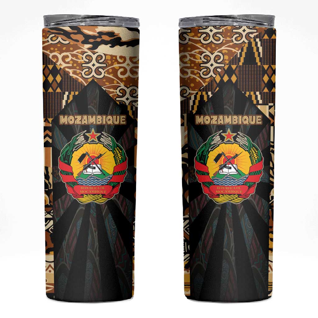 Mozambique Skinny Tumbler Black Brown Tribal Design TS04