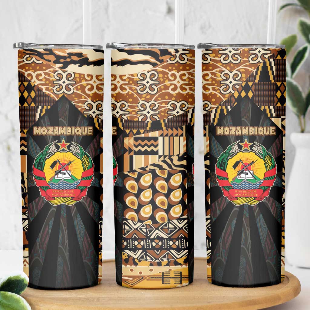 Mozambique Skinny Tumbler Black Brown Tribal Design TS04