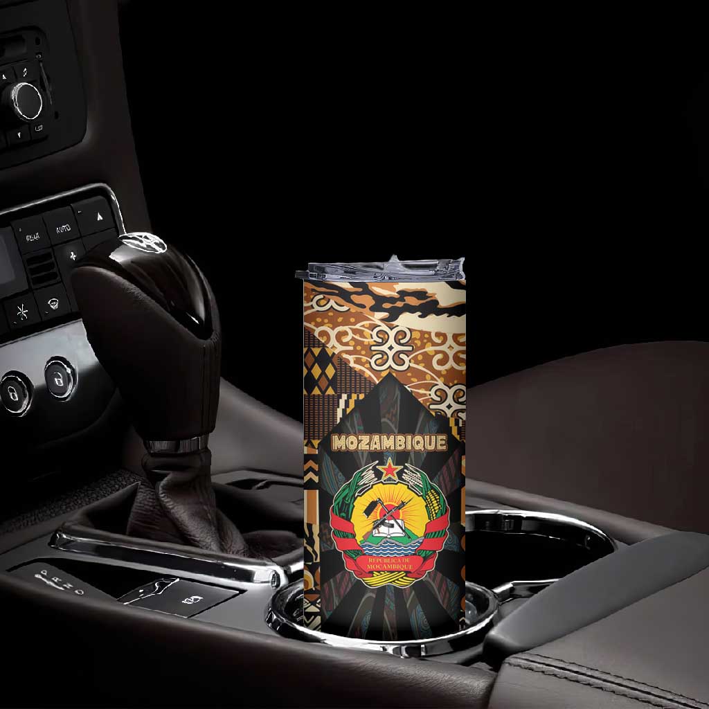 Mozambique Skinny Tumbler Black Brown Tribal Design TS04