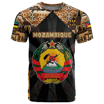 Mozambique T shirt Black Brown Tribal Design TS04