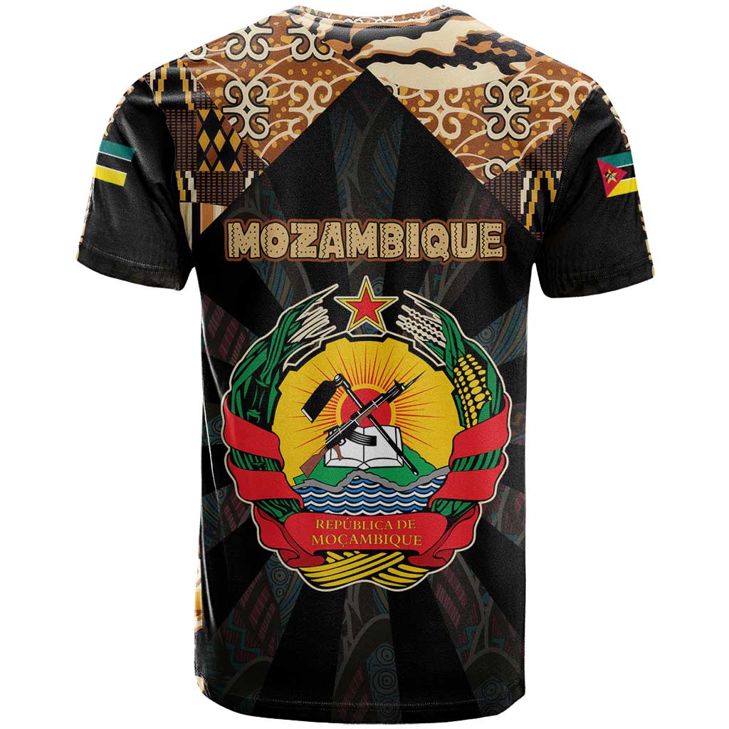 Mozambique T shirt Black Brown Tribal Design TS04