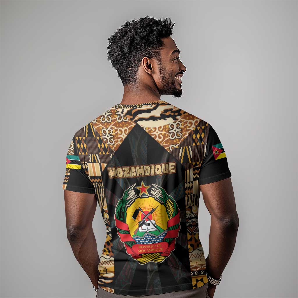 Mozambique T shirt Black Brown Tribal Design TS04