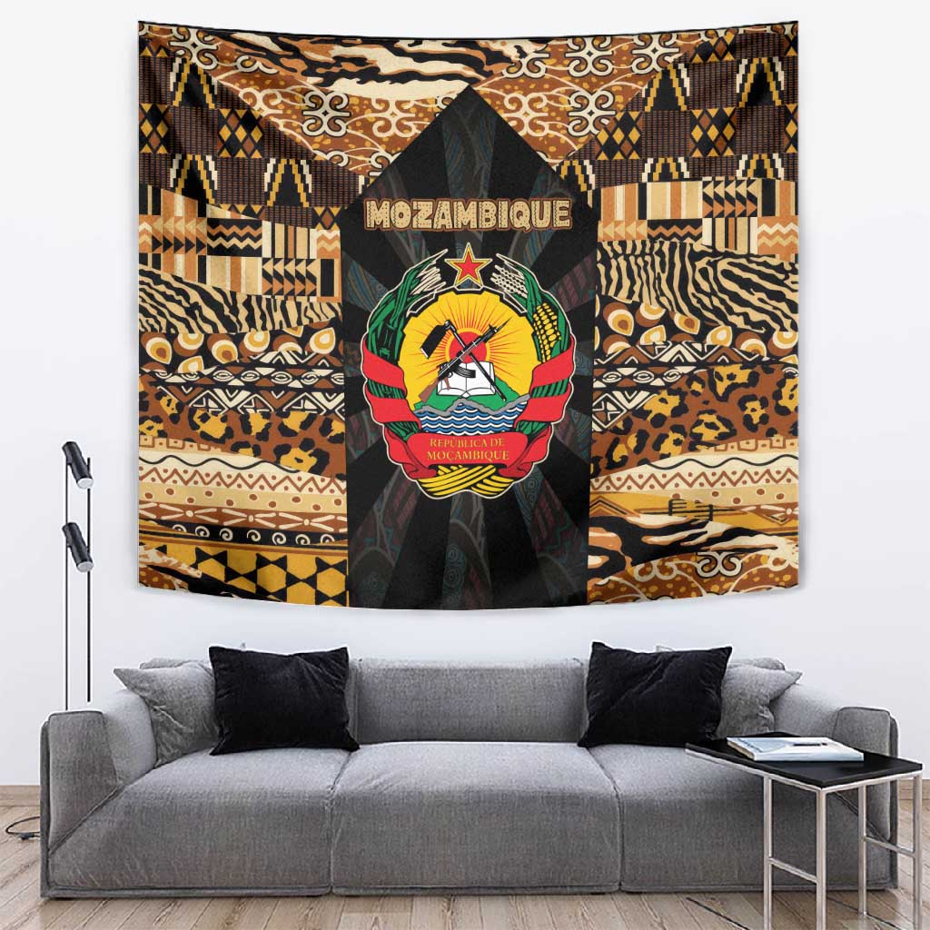 Mozambique Tapestry Black Brown Tribal Design TS04