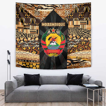 Mozambique Tapestry Black Brown Tribal Design TS04