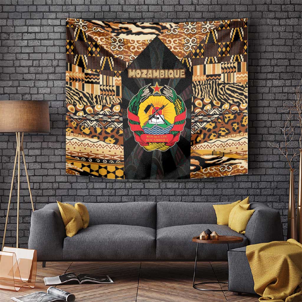 Mozambique Tapestry Black Brown Tribal Design TS04
