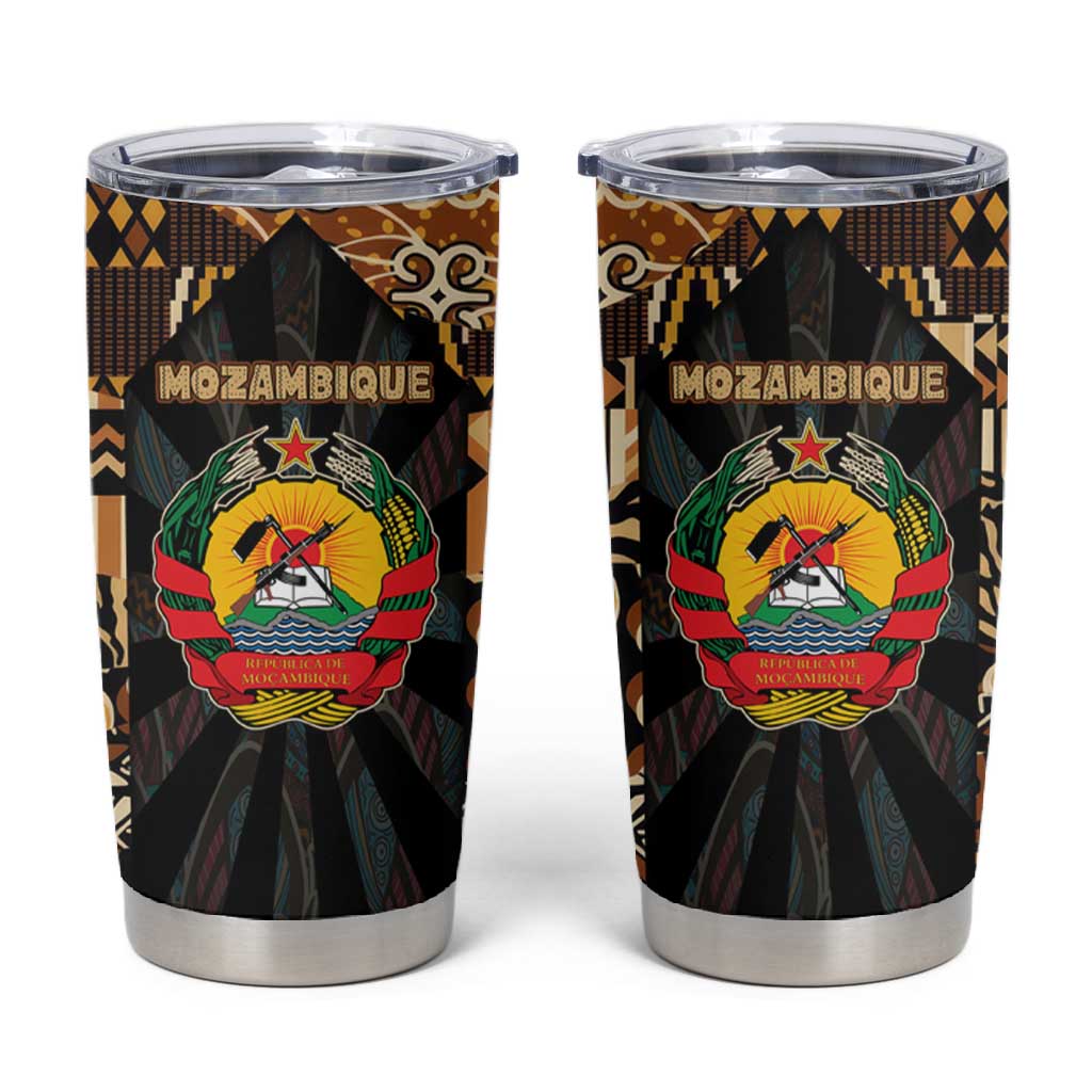 Mozambique Tumbler Cup Black Brown Tribal Design TS04