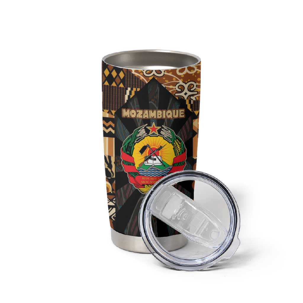 Mozambique Tumbler Cup Black Brown Tribal Design TS04