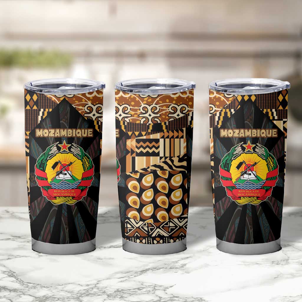 Mozambique Tumbler Cup Black Brown Tribal Design TS04