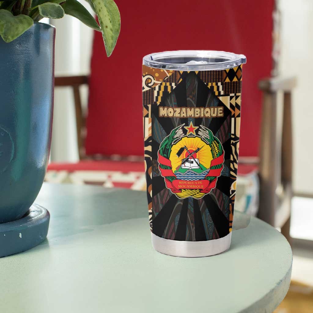 Mozambique Tumbler Cup Black Brown Tribal Design TS04
