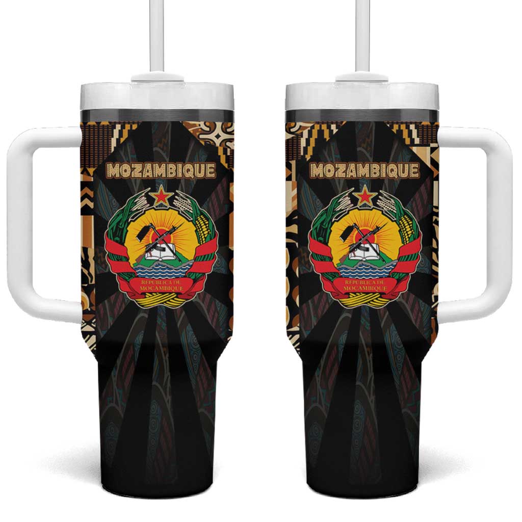 Mozambique Tumbler With Handle Black Brown Tribal Design TS04