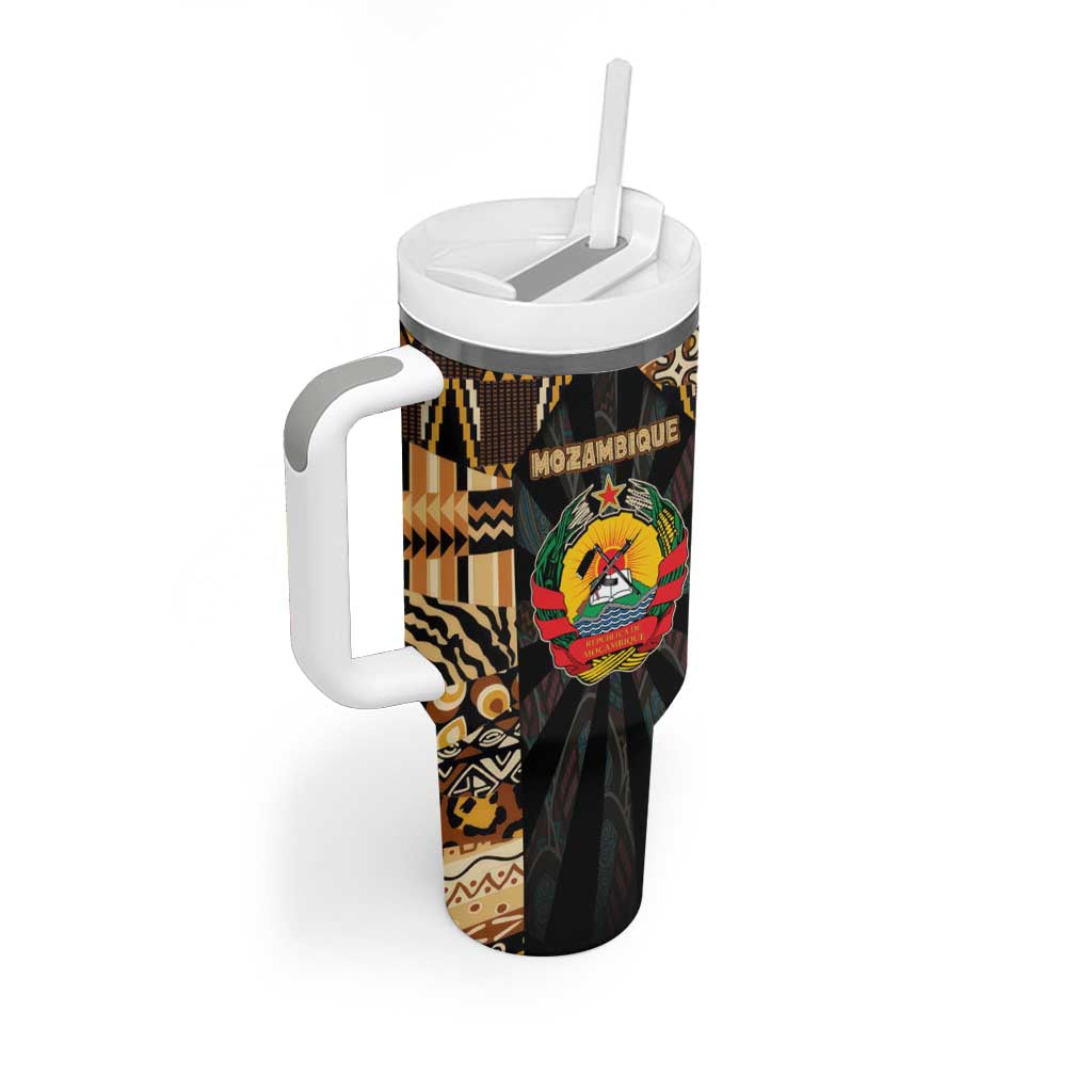 Mozambique Tumbler With Handle Black Brown Tribal Design TS04