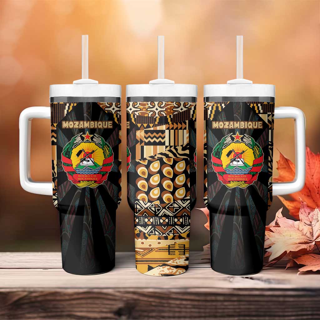 Mozambique Tumbler With Handle Black Brown Tribal Design TS04