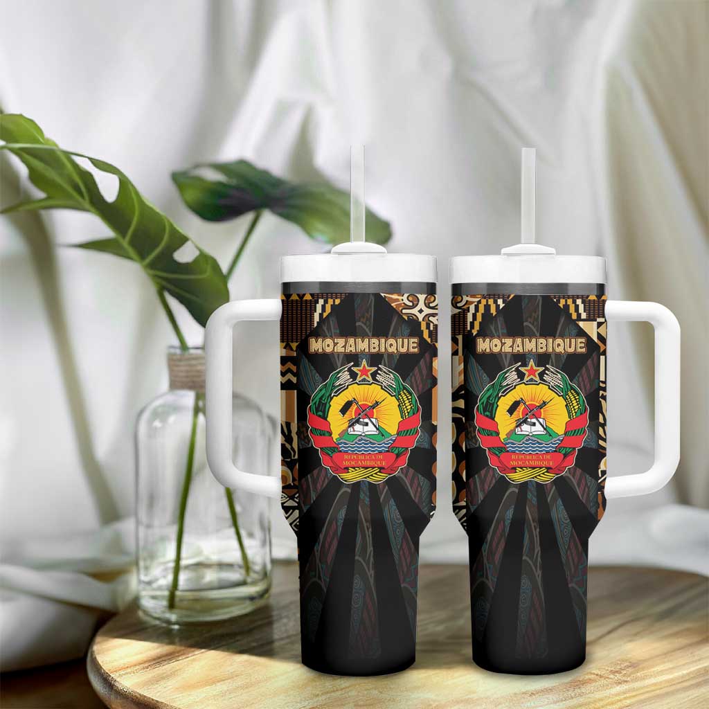 Mozambique Tumbler With Handle Black Brown Tribal Design TS04