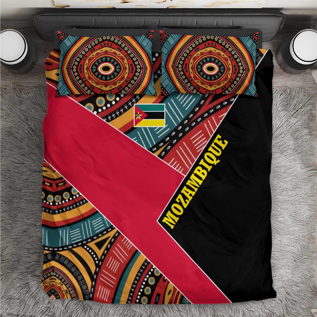 Mozambique Bedding Set Red Black Geometric Design and Tribal Pattern TS04