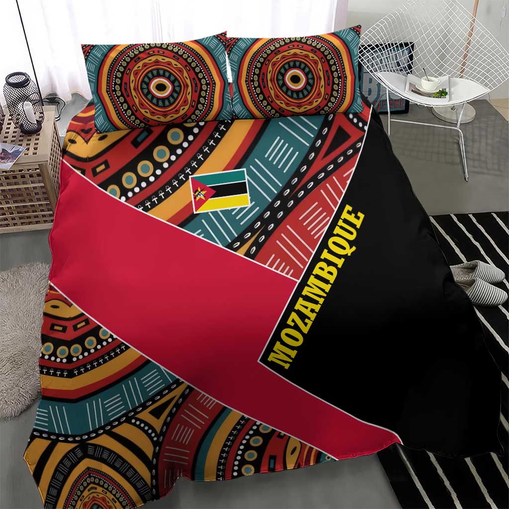 Mozambique Bedding Set Red Black Geometric Design and Tribal Pattern TS04