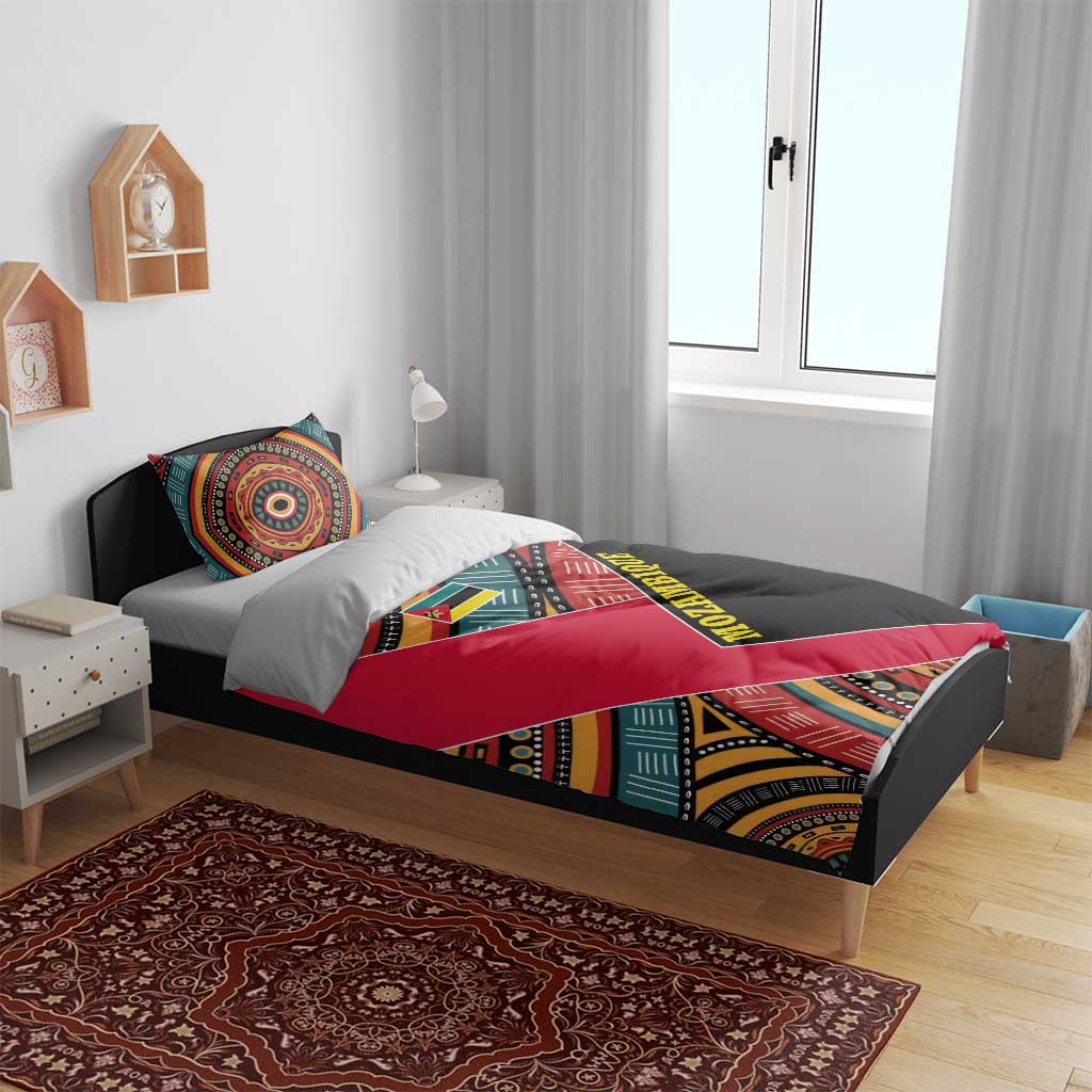 Mozambique Bedding Set Red Black Geometric Design and Tribal Pattern TS04
